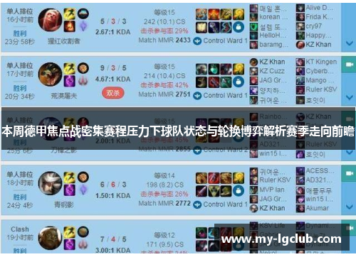 本周德甲焦点战密集赛程压力下球队状态与轮换博弈解析赛季走向前瞻 本周德甲焦点战密集赛程压力下球队状态与轮换博弈解析赛季走向前瞻
